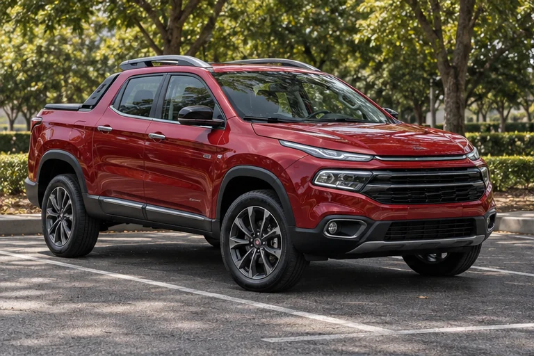 Ilustração de uma Fiat Toro para avaliar proporção e acabamento das rodas.